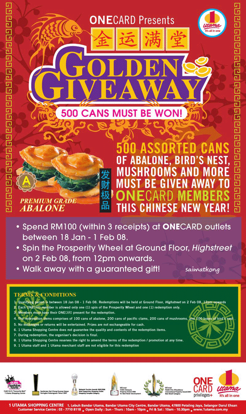 1Utama CHINESE NEW YEAR GOLDEN GIVEAWAY!