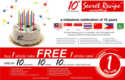 Secret Recipe Free Cake